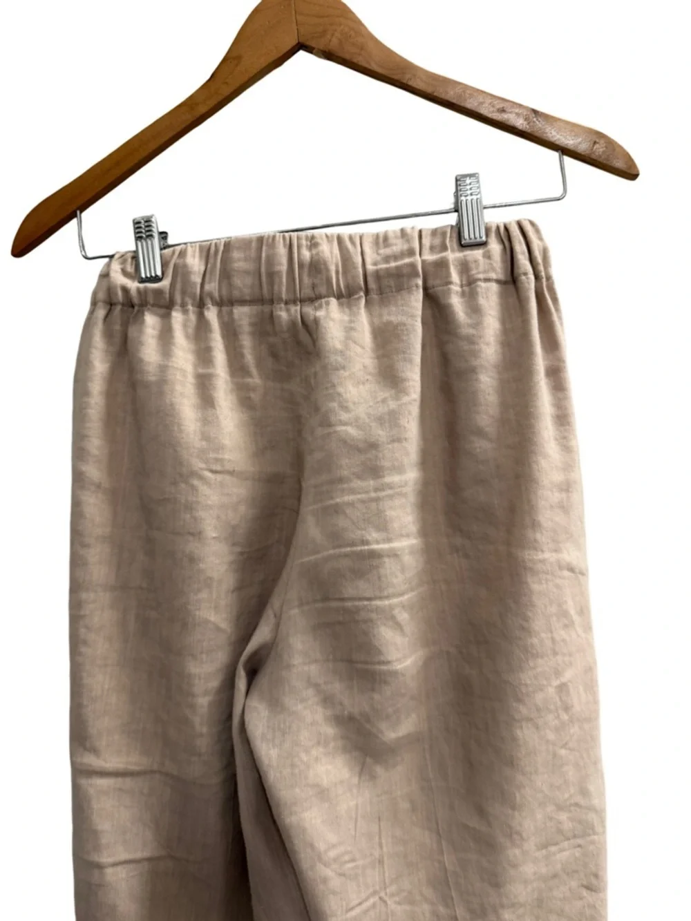 Babaton Linen Blend Drawstring Pants Beige Relaxed Minimalist Size Small